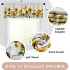 Emvency 2 Pack Valances Window Treatments Farmhouse Sunflower Spring Summer Butterfly Blackout Drapes Adjustable Curtain Valance