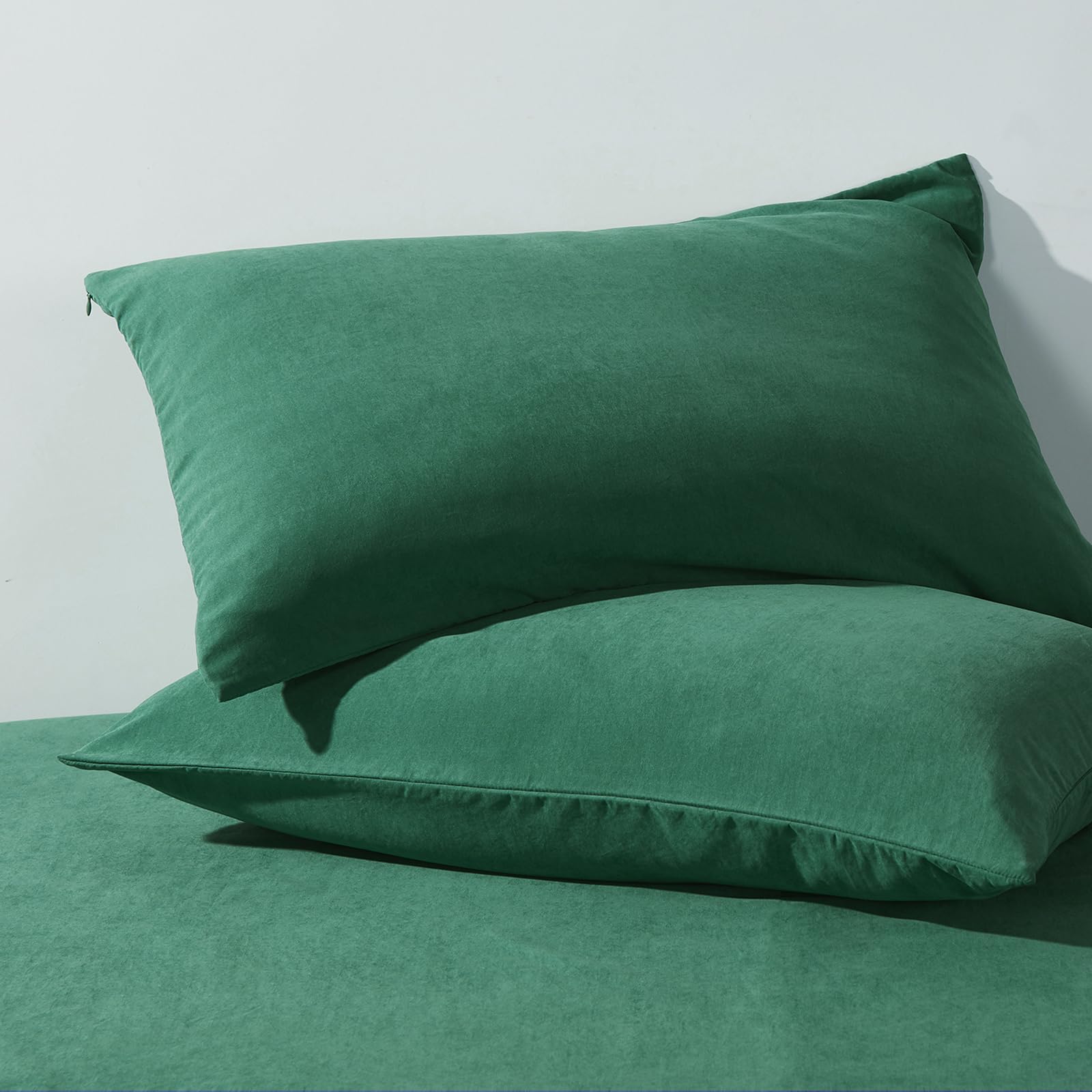 Happymoon Microfiber Pillowcases Standard With Zipper Set Of 2 - Breathable Zippered Pillow Covers For Hair And Skin, Soft Brush