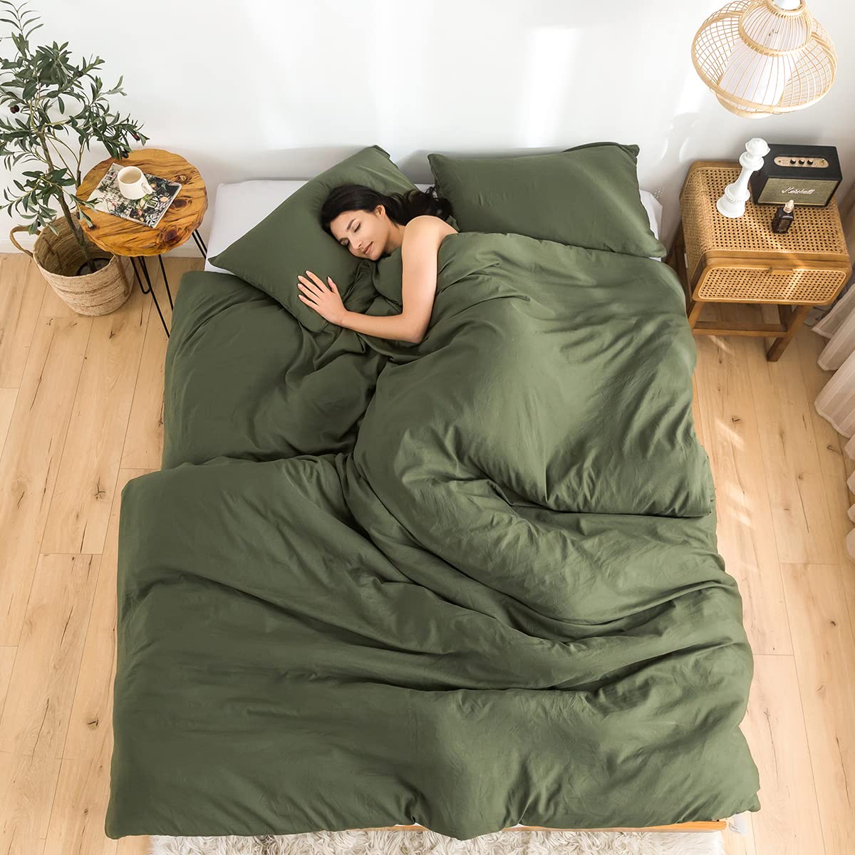 Cottebed Ultra-Soft Queen Washed Bedding Comforter Sets Bed, All Seasons Use Light Weight With Warm Fluffy Washable Cotton Micro