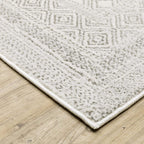HomeRoots 507935 6 x 9 ft. White & Gray Oriental Power Loom Stain Resistant Rectangle Area Rug