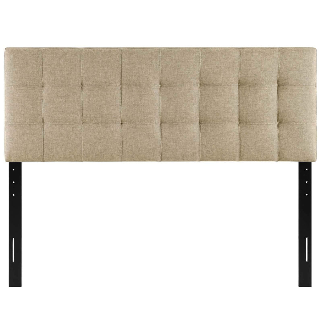 Modway Lily Tufted Linen Fabric Upholstered Full Headboard in Beige