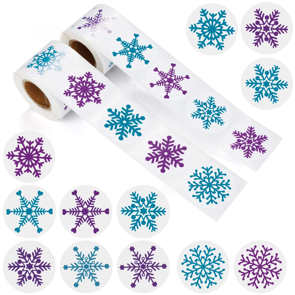 Gesks Multiple Snowflakes Stickers 1000 Pcs Xmas/Winter Wonderland/Holiday Party Favors Decorations Cards Envelope Seals Sticker
