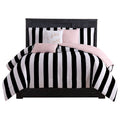 Juicy Couture Cabana Stripe Reversible Bedding Set - Queen Size - Black And White Stripe Print - 6 Piece Set - Includes 1 90' X