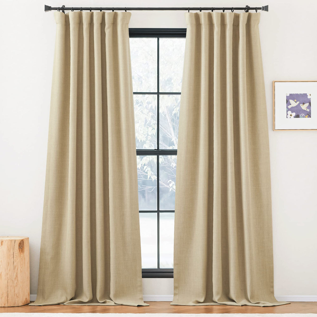 Nicetown Faux Linen Room Darkening Bedroom Curtains 2 Panels, Pinch Pleated Light Blocking Thermal Curtains Sound Reducing Windo