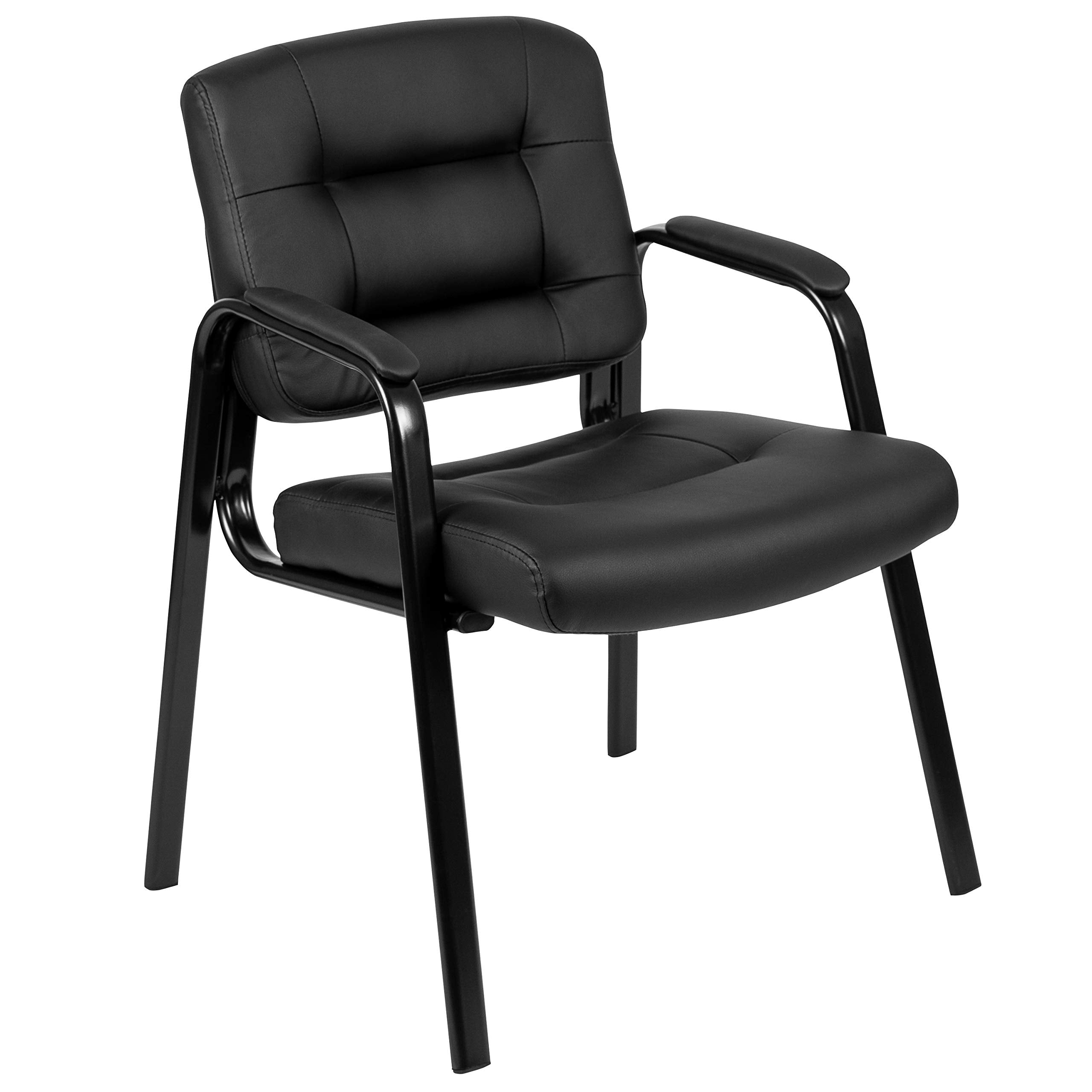 Flash Furniture Darwin Flash Fundamentals Leathersoft Executive Reception Chair, Modern Tufted Lounge Chair For Living Room Or Office, Black