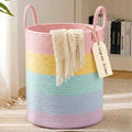 Laundry Basket, 25L Cotton Rope Storage Bin, Woven Collapsible Hamper for Clothes, Toys & Books, Washable Organizer for Nursery,