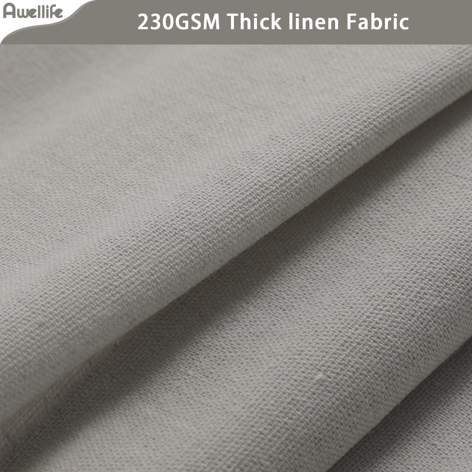 Awellife Farmhouse Shower Curtain For Bathroom Linen And Cotton Woven Fabric Country Rustic Style Shower Curtain Set (White & Grey, 72' L X 72' W)