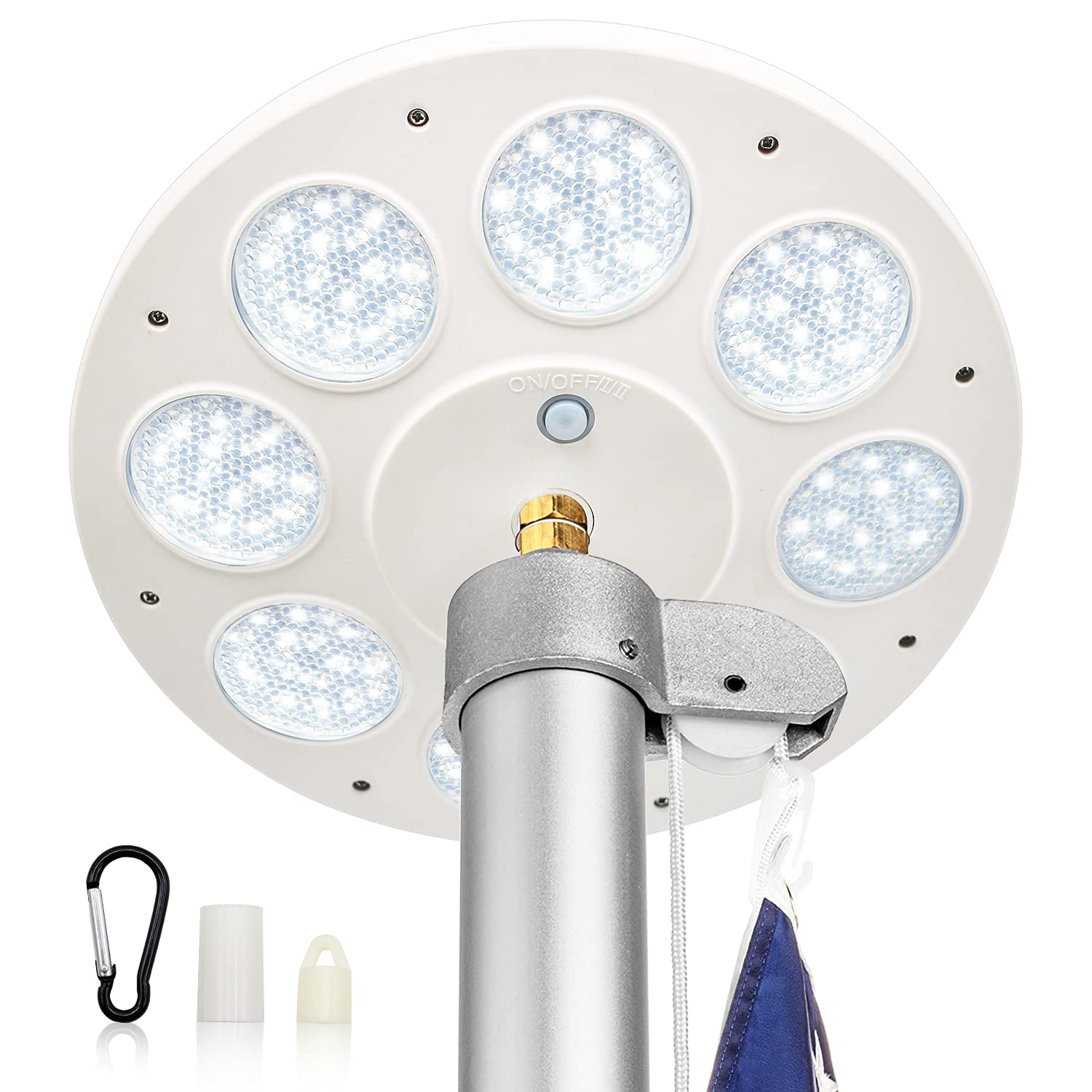 Solar Flag Pole Light, New 136 Led Flagpole Light 10000H Lifespan For 15-25 Ft Poles, 2-Mode Brightness, Waterproof Lighting On