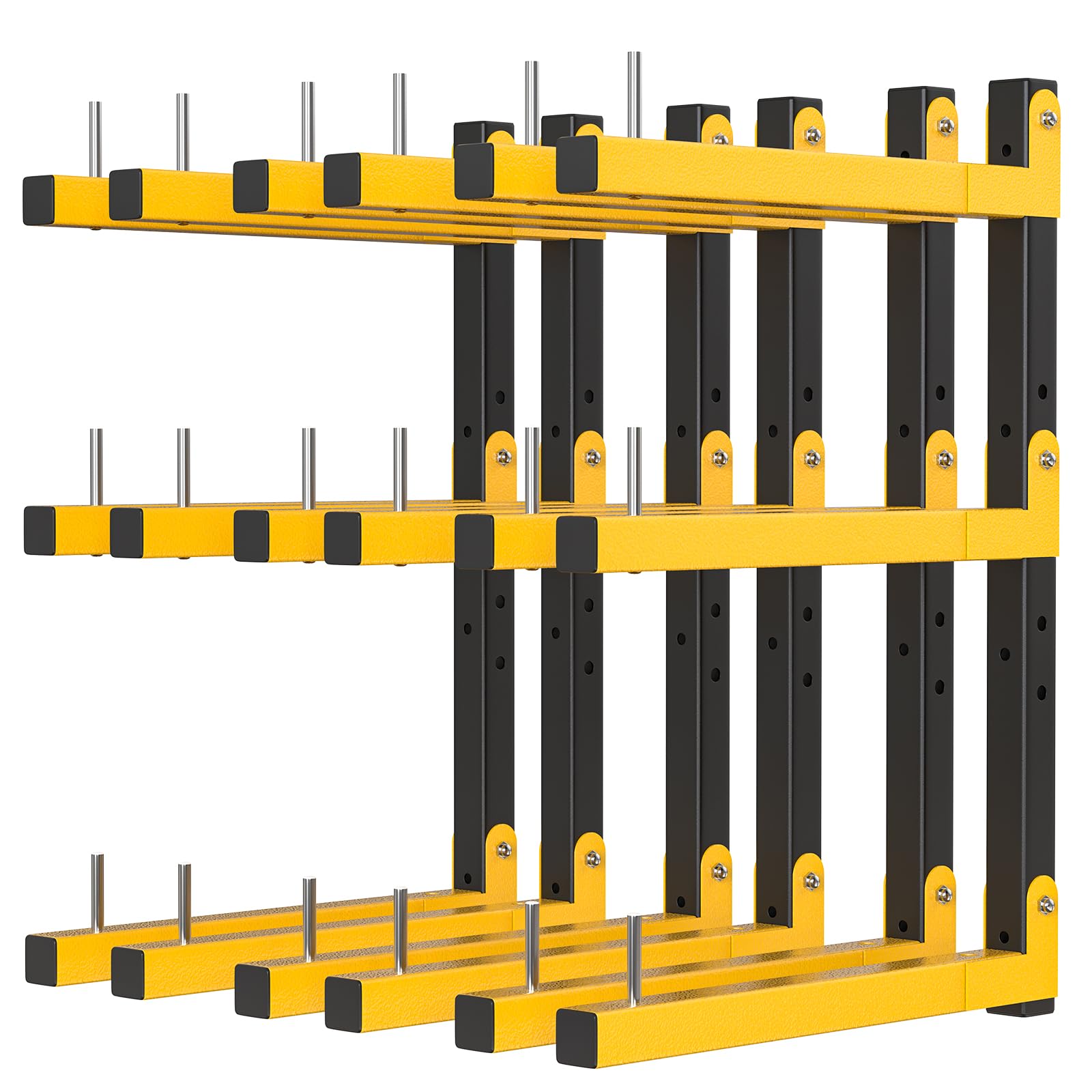Lumber Rack Wall Mount Storage Racks Folding Wood Organizer Heavy Duty Shelf Brackets With 9-Level 1080 Lbs Capacity Yellow Meta