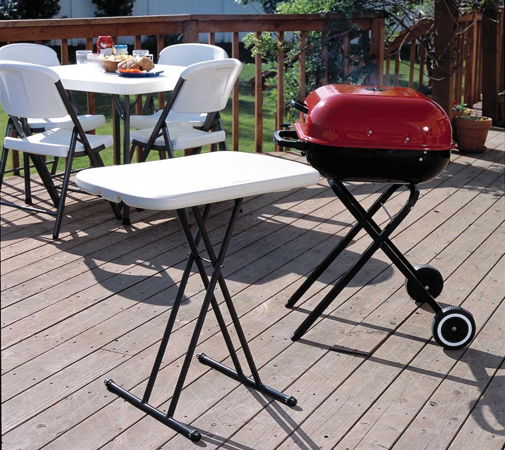 Lifetime 80251 Adjustable Folding Laptop Table Tv Tray, 26 Inch, White Granite