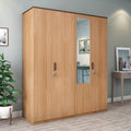 Nilkamal Milford Neo 4 Door Wooden Wardrobe With Mirror For Bedroom | Almirah With 2 Hanging Rods, 2 Lockable Drawers & 6 Shelve