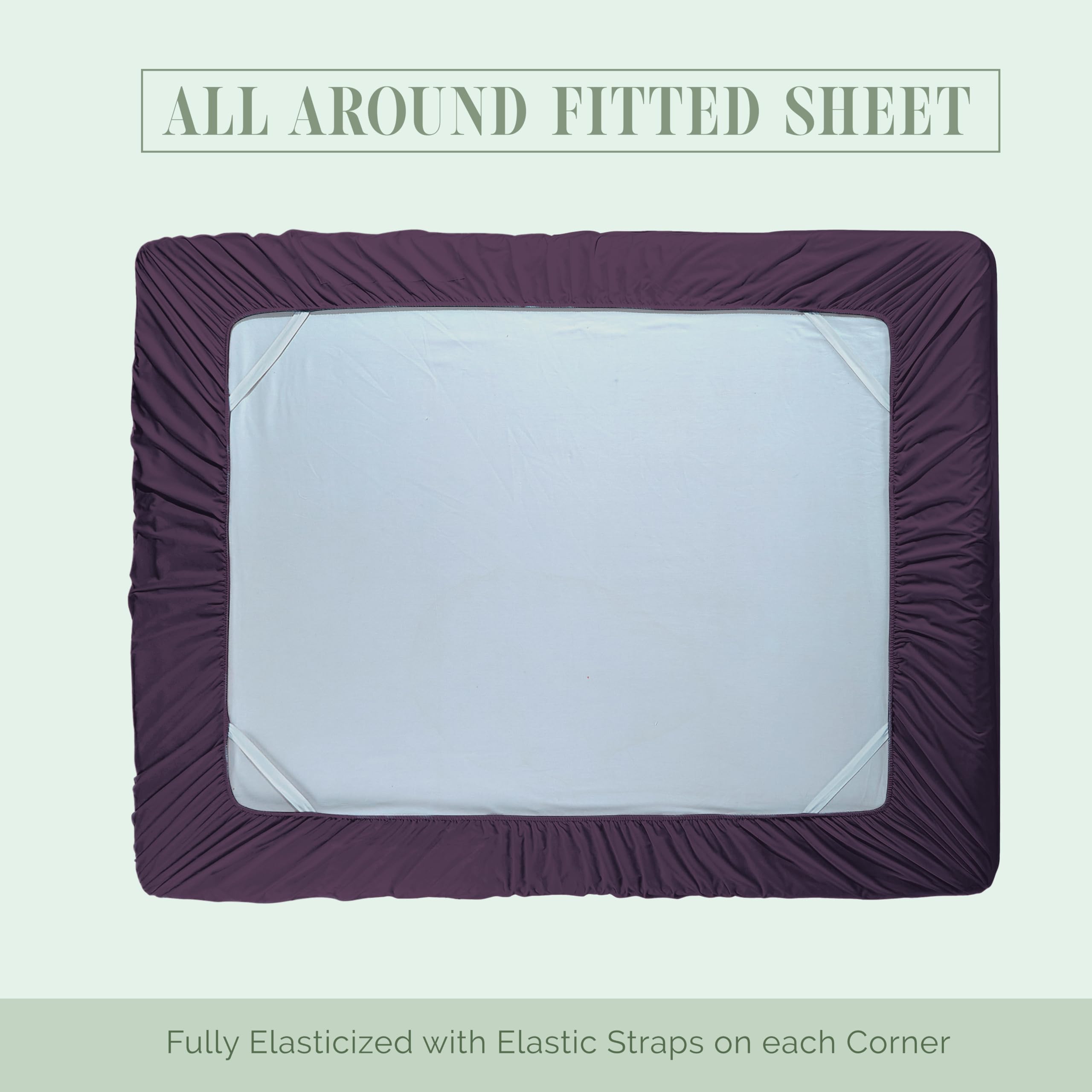 Elegant Comfort 1500 Premium Hotel Quality 18-24 Inches Deep - Extra Deep Pocket Single Fitted Sheet For High Mattress, Luxury And Softest, Smart Pocket - Wrinkle Free, King, Purple