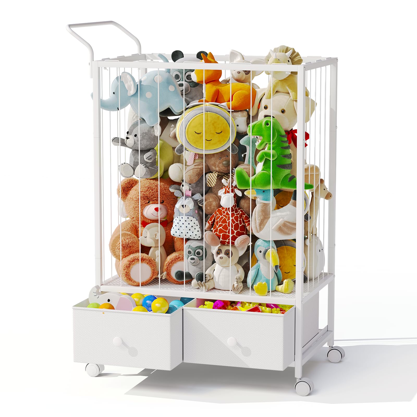 Bblike Large Stuffed Animal Storage Cart - Kids Toy Storage Organizer With Drawers, Stuffed Zoo Animal Holder For Bedroom, Livin