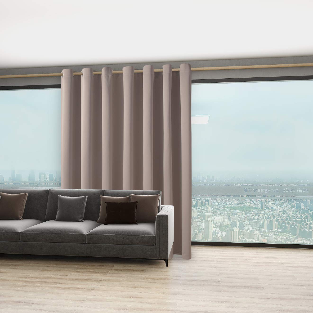 Bonzer Room Divider Curtain Total Privacy Wall Noise Reducing Wide Blackout Curtains For Patio Sliding Glass Door, 84L X 108W In