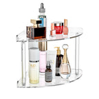 Sezanrpt 2 Tier Acrylic Corner Shelf Organizer Storage 9.5X9.5X8 Inch, Transparent Countertop Corner Shelf For Bathroom, Kitchen, Bedroom, Office, Study Room