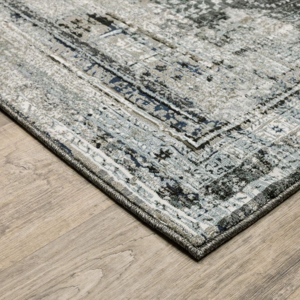 HomeRoots 508933 10 x 13 ft. Oriental Power Loom Rectangle Area Rug Gray & Ivory