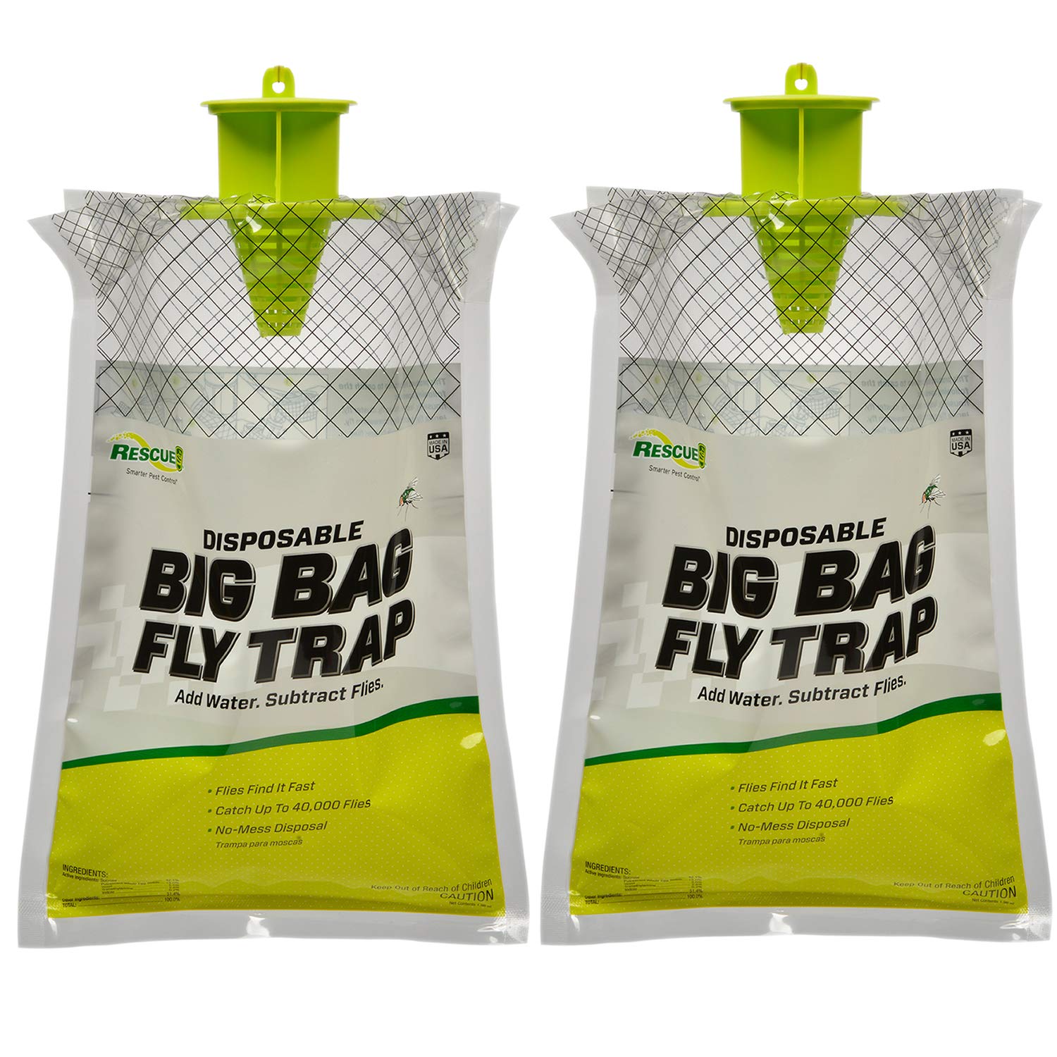 Rescue! Big Bag Fly Trap - Disposable, Outdoor Use - 2 Traps