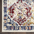 HomeRoots 522102 8 x 10 ft. Navy Blue Damask Traditional Power Loomed Distressed Rectangle Area Rug