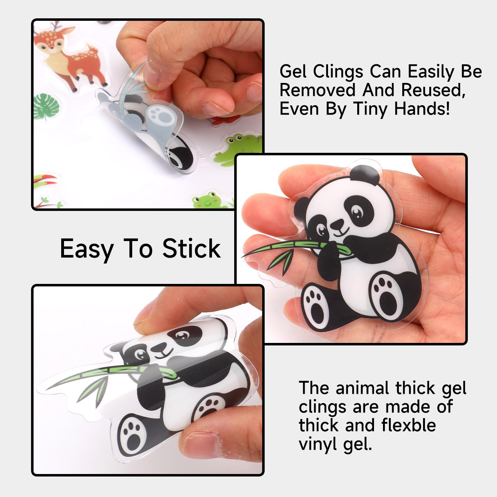 Marforever 50 Pcs Jungle Animals Window Gel Clings Stickers Removable And Reusable Window Clings Decals Thick Gel Clings For Adu