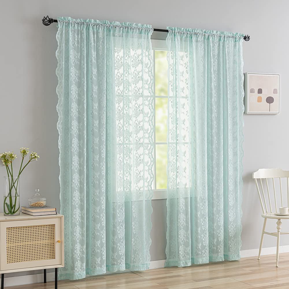 Yj Yanjun Seafoam Sheer Window Curtain Panel Pair For Living Room Bedroom Boho Semi Sheer Draperiess Nursery Gauze Curtains Boy