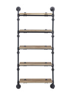 Acme Brantley Wall Rack with 5 Wooden Shelves in Oak and Sandy Black