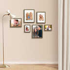 Auear, 9X12 Picture Frames Set Of 6, With Mat For 6X8 Or 9X12 Without Mat, Composite Wood Gallery Photo Frames With Plexiglass,