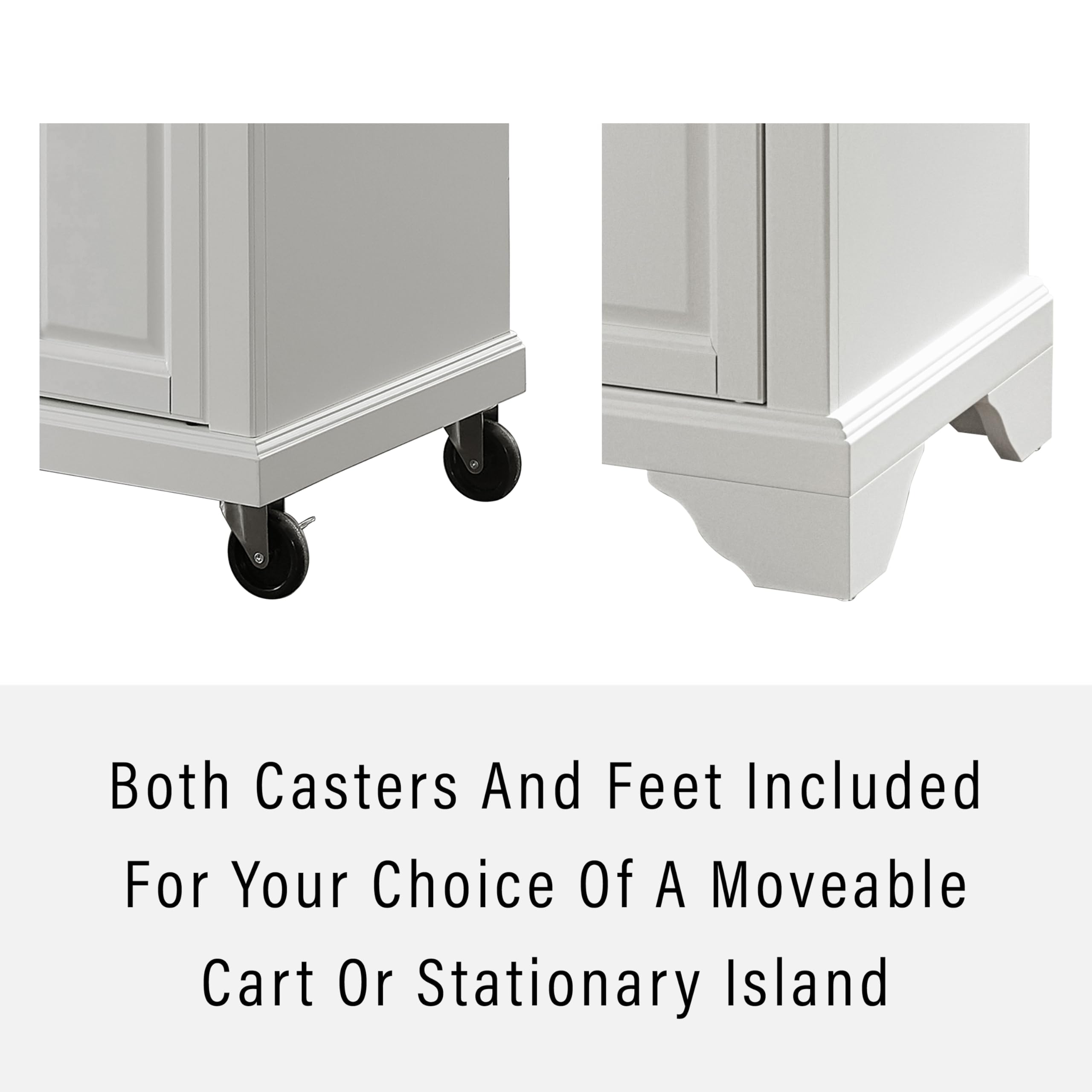 Crosley Furniture Lafayette Stone Top Rolling Kitchen Island Storage Cart, Microwave Stand, Spice Rack, White