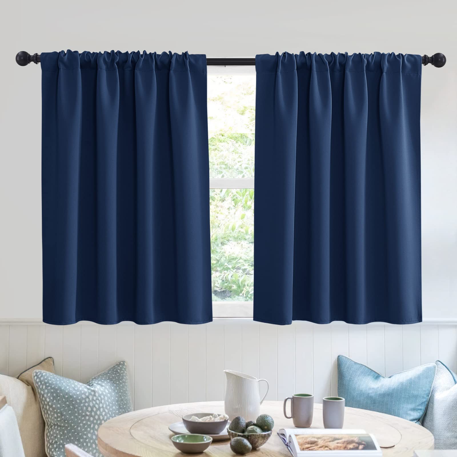 RYB HOME Bathroom Curtains Privacy - Blackout Curtains Small Window Short Drapes for Kitchen Bedroom Living Room Kids Nursery Ro