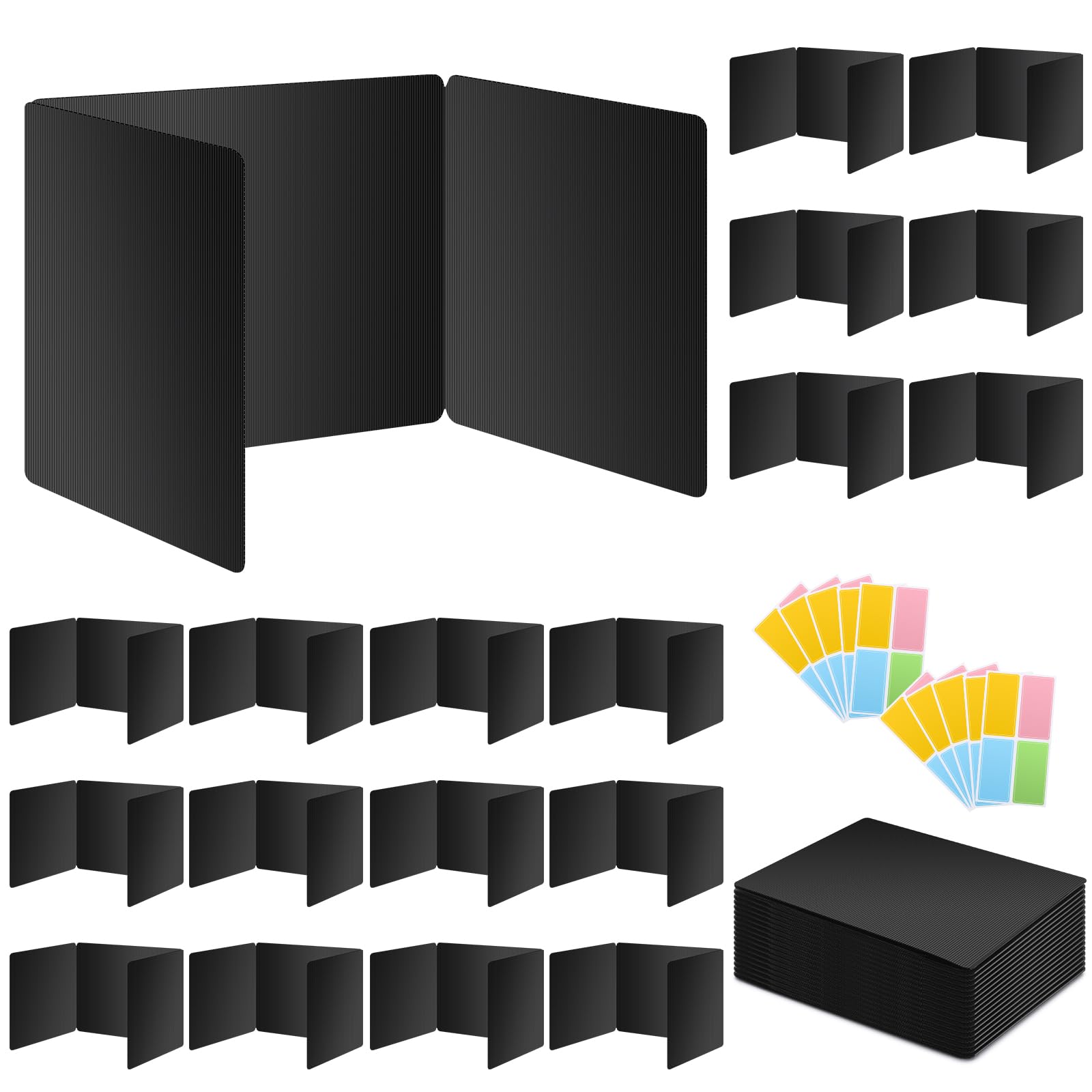 18 Pack Black Desk Dividers for Students, Privacy Shields Folder for Students, Durable & Waterproof Plastic Study Board, Classro