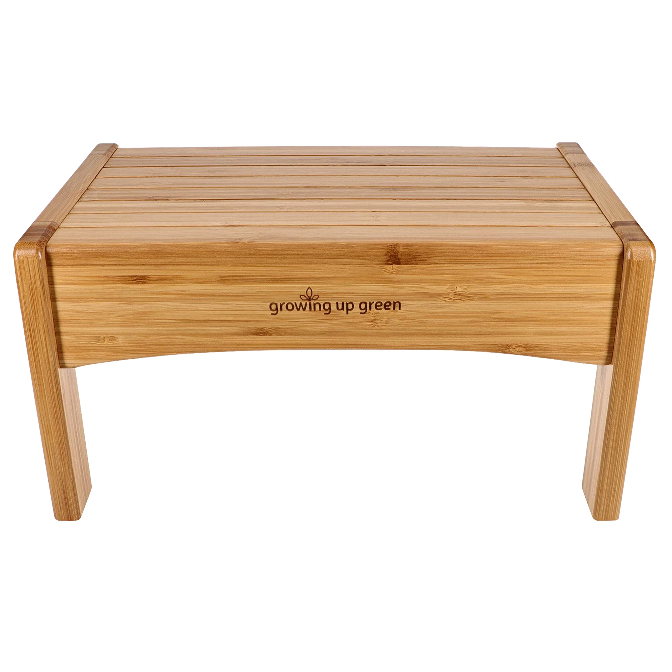 Growing Up Green Bamboo Bathroom Step Stool for Kids Using The Toilet and Sink - Kids Step Stool, Potty Training, Non-Slip, Bath