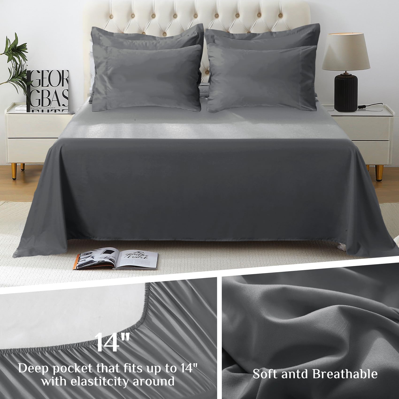 Jollyvogue Queen Comforter Set, 7-Piece Bed In A Bag Queen, Ultra-Soft Comforters Queen Size, Queen Size Comforter Sets, Goose D