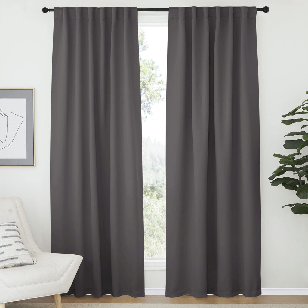 Nicetown Bedroom Blackout Draperies And Window Treatment- (Gray Color) 52 Width X 72 Length, 2 Panels Set, Solid Blackout Curtain Panels