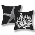 Golianda Coastal Pillow Covers 18X18 Set Of 2 Black Starfish Throw Pillows Nautical Ocean Decorations Summer Beach Coral Pillowc
