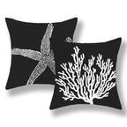 Golianda Coastal Pillow Covers 18X18 Set Of 2 Black Starfish Throw Pillows Nautical Ocean Decorations Summer Beach Coral Pillowc
