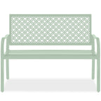Best Choice Products Outdoor Bench 2-Person Metal Steel Benches Furniture For Garden, Patio, Porch, Entryway W/Geometric Backrest, 790Lb Capacity - Mint Green