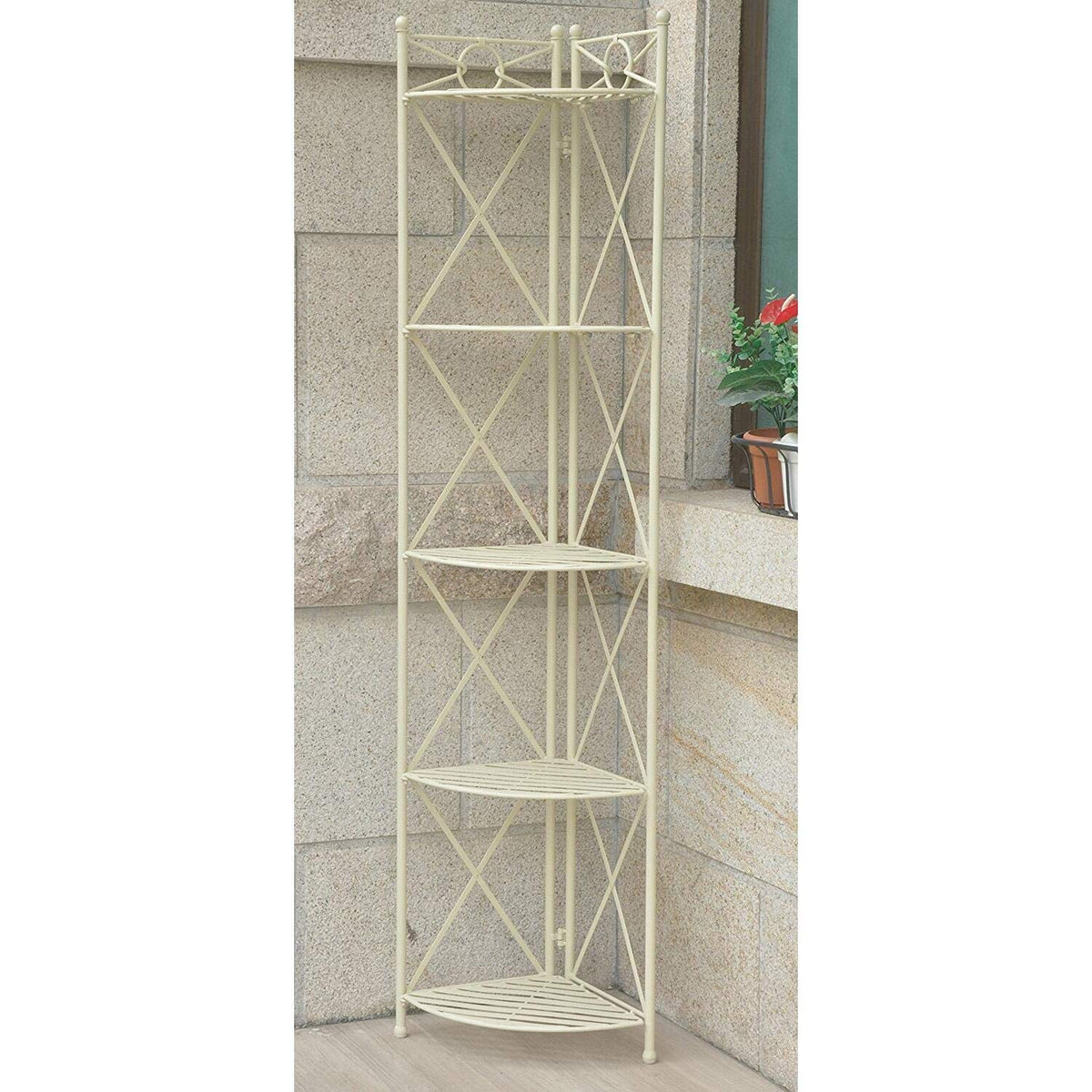 Iron 5-Tier Indoor/Outdoor Corner Shelf Rack