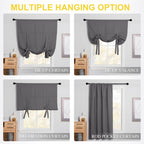Nicetown Blackout Curtain For Kitchen Window, Energy Efficient Tie Up Shades For Living Room Rod Pocket Balloon Shade For Thanks
