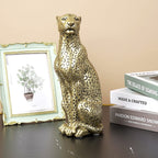 Polyroyal Cheetah Statue Home Decor Leopard Sculpture Resin Sitting Cheetah Figurine Desktop Table Top Ornament Decoration For H