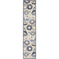 Nourison Aloha Indoor/Outdoor Blue/Grey 2'3' X 10' Area Rug, Easy Cleaning, Non Shedding, Bed Room, Living Room, Dining Room, B