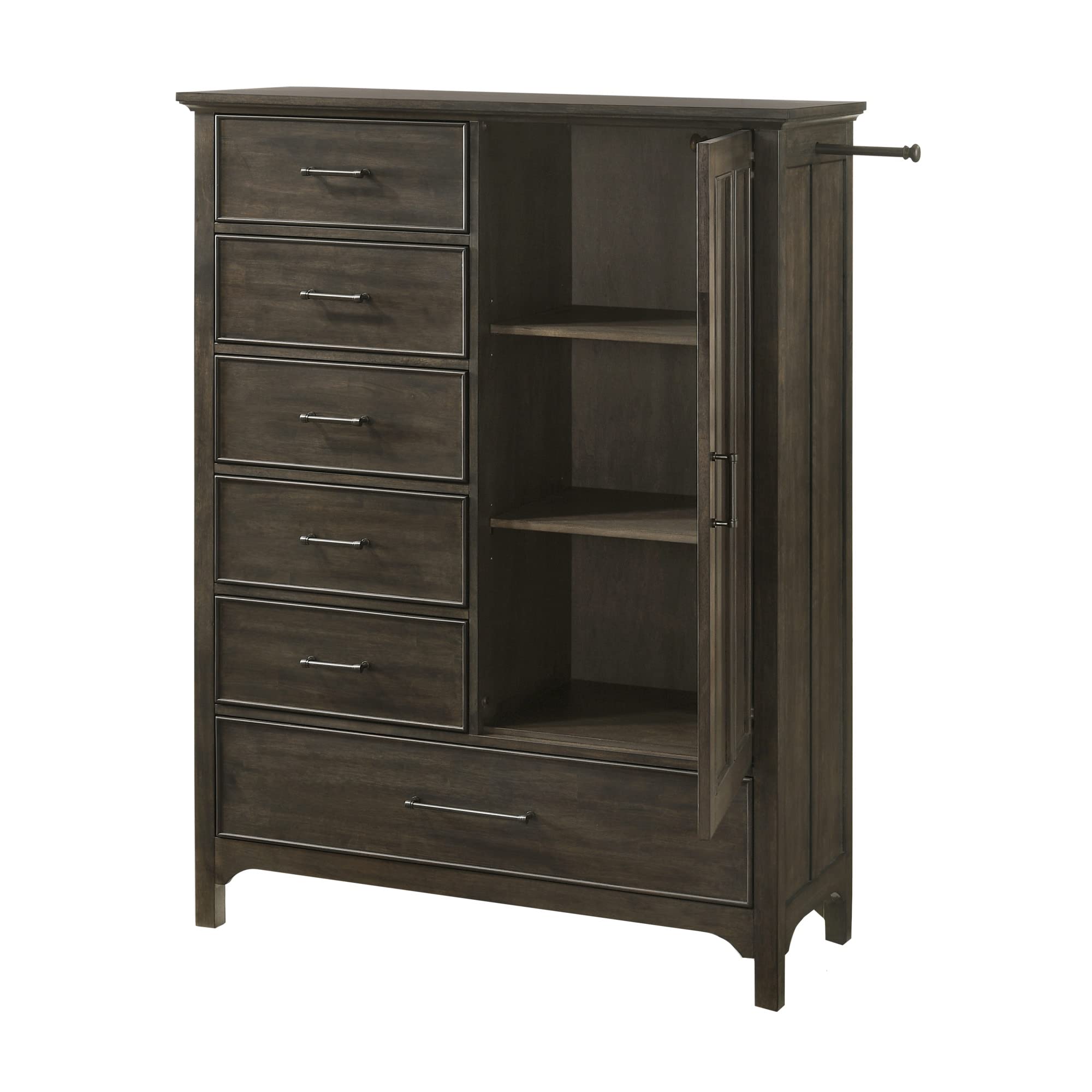 Intercon Hawthorne 46&quot; Wide Gentleman's Chest with 6 Drawers, Brushed Charcoal Furniture
