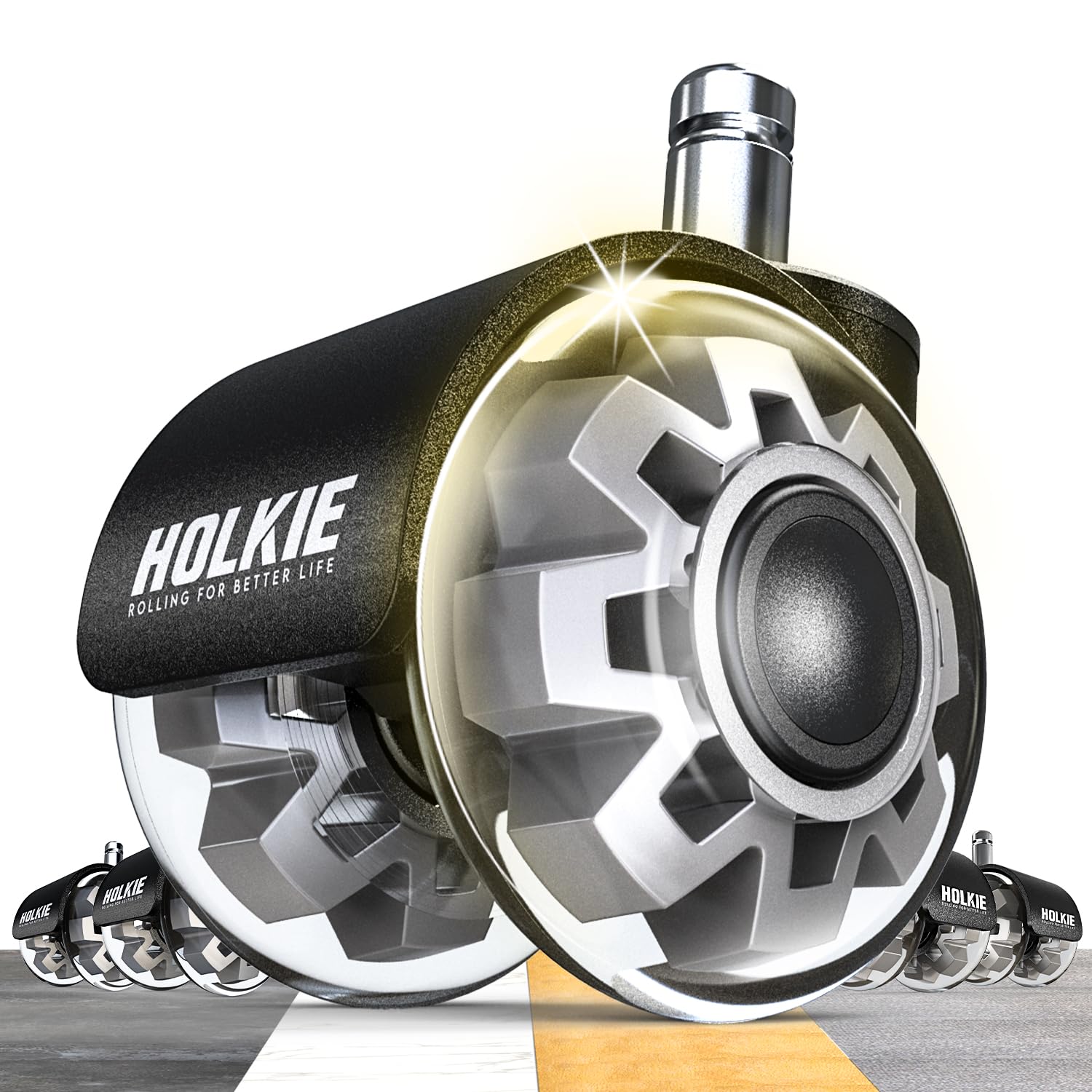 Holkie Office Chair Wheels Grey Dual Rubber 2 Inch Replacement Smooth Quiet Rolling Casters Universal Fit Casters 11X22Mm, Wheel