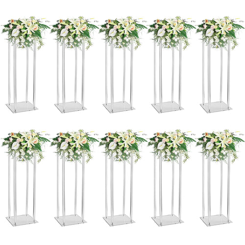 10 Pcs Acrylic Clear Vases for Wedding Centerpieces, 31.5 Tall Flower Vases, Engagement Home Party Table Decor Centerpiece Vases