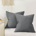 Phf 100% Cotton Waffle Weave Throw Pillow Cover, 24' X 24', No Insert, 2 Pack Square Pillowcases Shell, Elegant Home Decorative Throw Pillow Covers For Bed Couch Sofa, Charcoal Grey