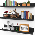 Icona Bay 24 Inch Floating Shelves for Wall, Set of 3 in Ebony Black, Modern Rustic Style, Wall Mounted Display Shelves, Picture