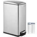 SONGMICS Slim Trash Can, 12.7-Gallon (48 L) Garbage Can for Narrow Spaces with Soft-Close Lid, Inner Bucket, and Step-on Pedal, 