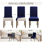 Mosayt 100% Waterproof Dining Room Chair Covers Set Of 4, Super Fit Stretch Jacquard Parson Chairs Slipcovers Removable Washable