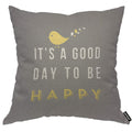 Aoyego It'S A Good Day To Be Happy Throw Pillow Cover Inspiration Quote Bird Words Saying Cartoon Calligraphy Pillow Case 18X18
