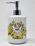 Caroline's Treasures CK2878SOAP Beagle in Sunflowers Ceramic Soap Dispenser Hand Soap Dispenser Pump Bottles for Bathroom Kitche