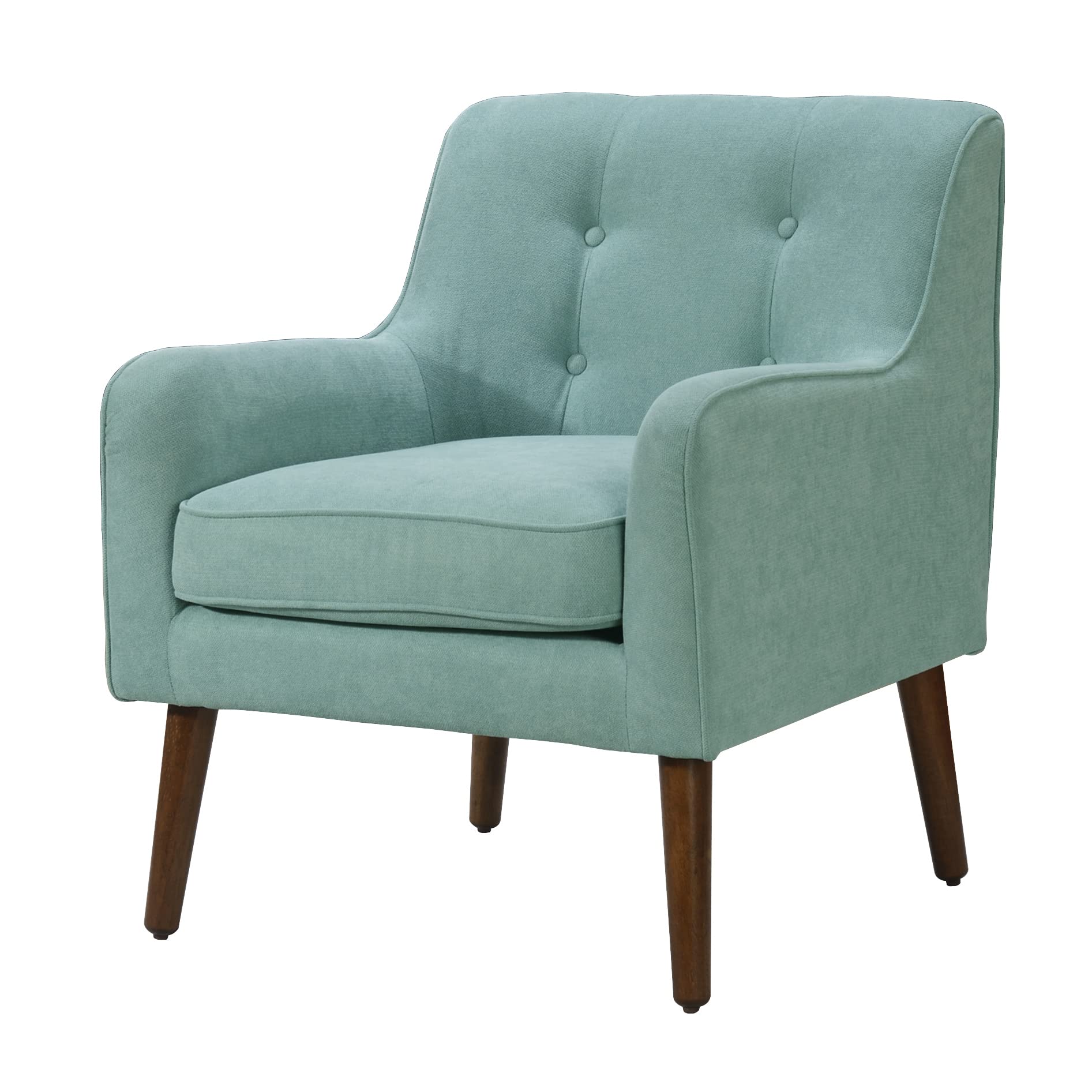 Lilola Home Ryder Mid Century Modern Aquamarine Teal Woven Fabric Tufted Armchair