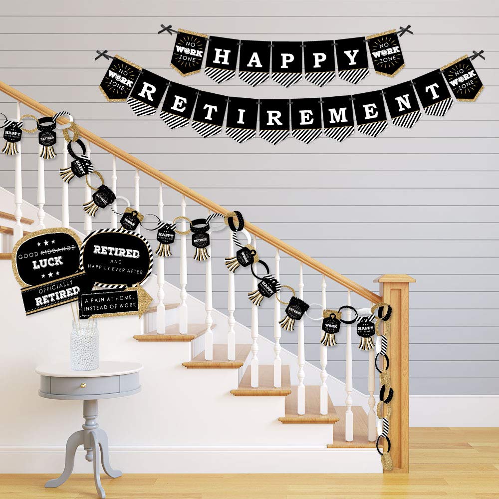 Big Dot Of Happiness Happy Retirement - Banner And Photo Booth Decorations - Retirement Party Supplies Kit - Doterrific Bundle